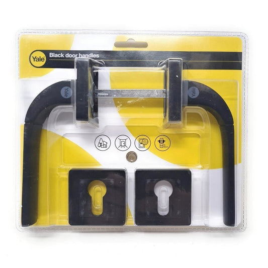 Yale Black Door Handle Bathroom Door Handles with Keyhole Covers Metal Bologna