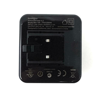 Kensington Dual USB Mains Fast Charge 4.2 Travel Connection for UK, Europe, USA