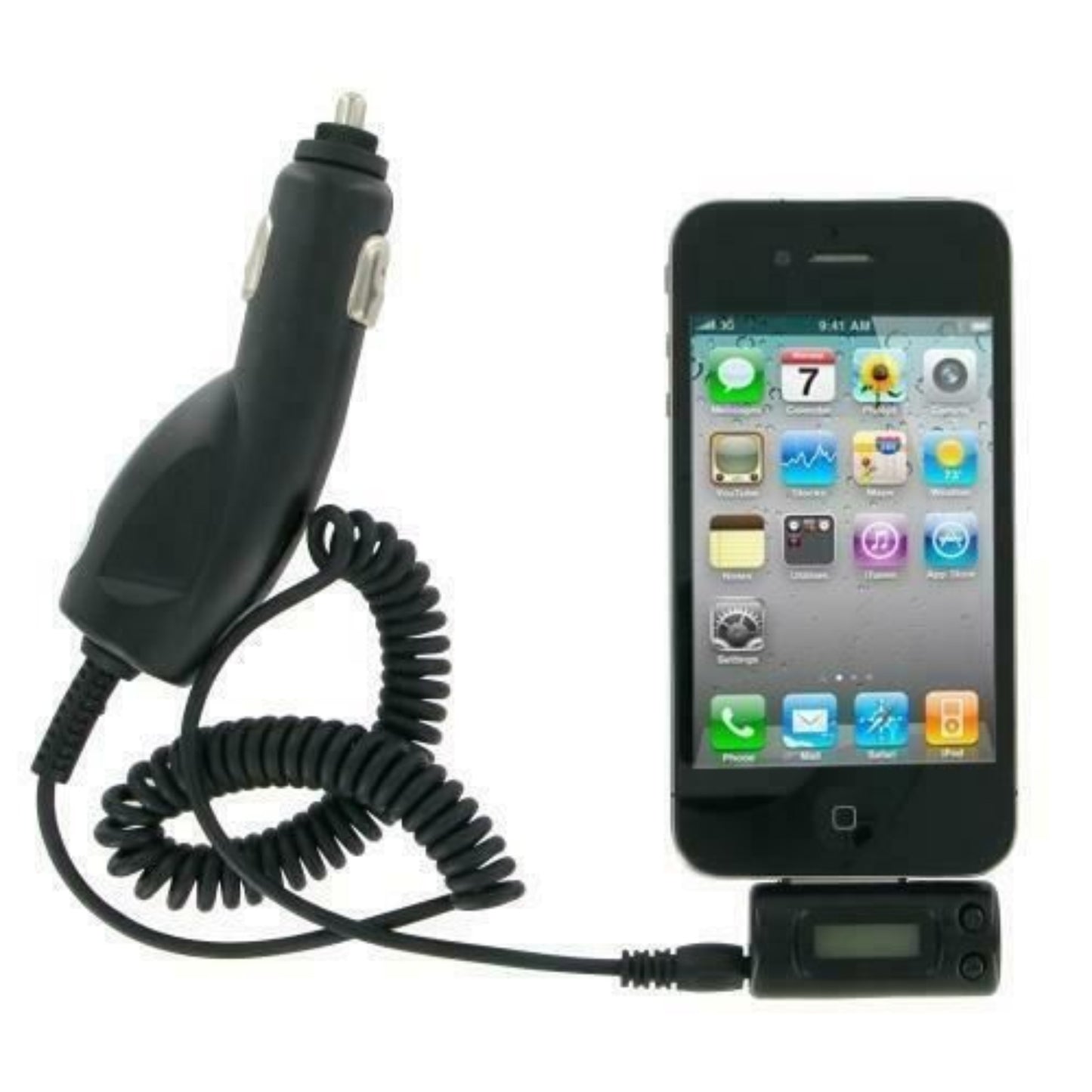 Kit FM Transmitter Compatible with iPod/iPhone/iPad 30 Pin Devices Black