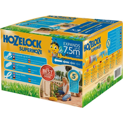 Hozelock 7.5m Superhoze Expandable Anti Kink Hose with Connectors and Jet Nozzle