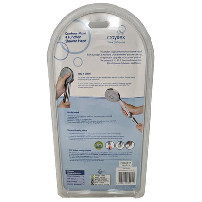 Croydex Contour Maxi Four Function Shower Handset with Optional Eco Feature