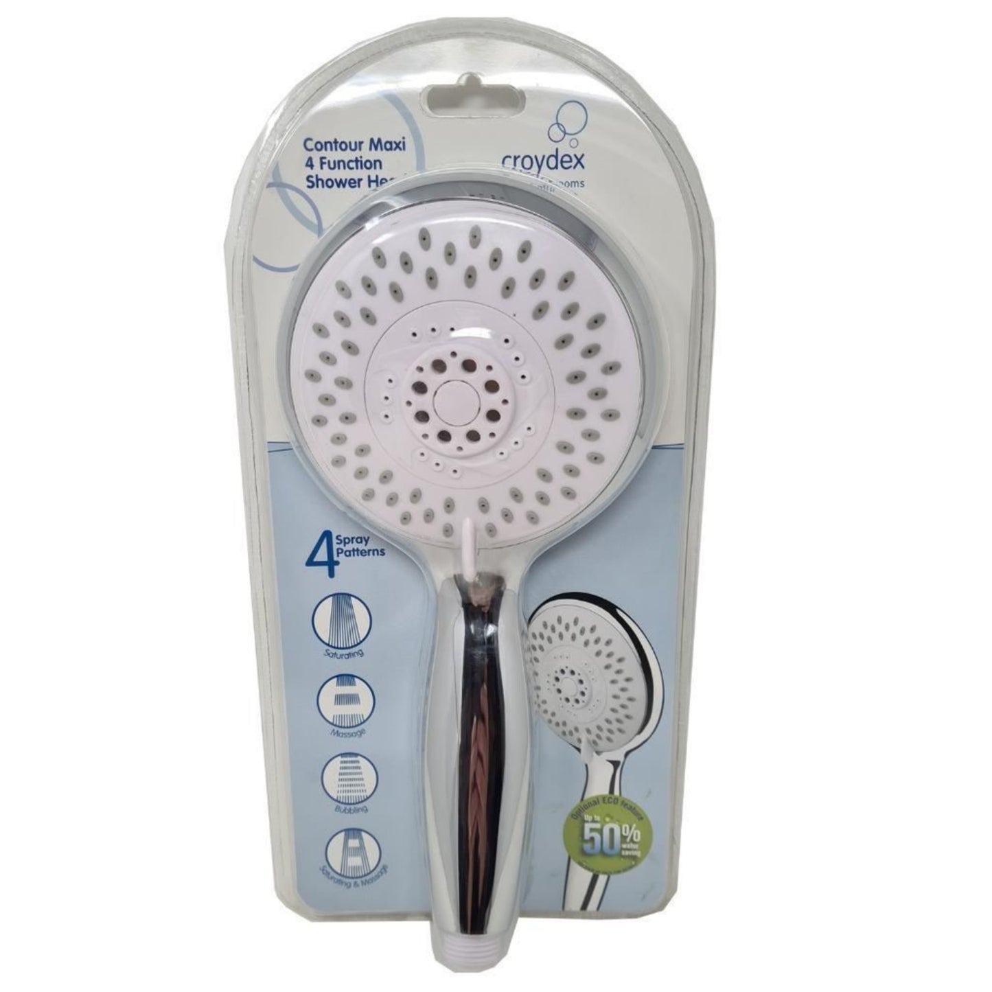 Croydex Contour Maxi Four Function Shower Handset with Optional Eco Feature