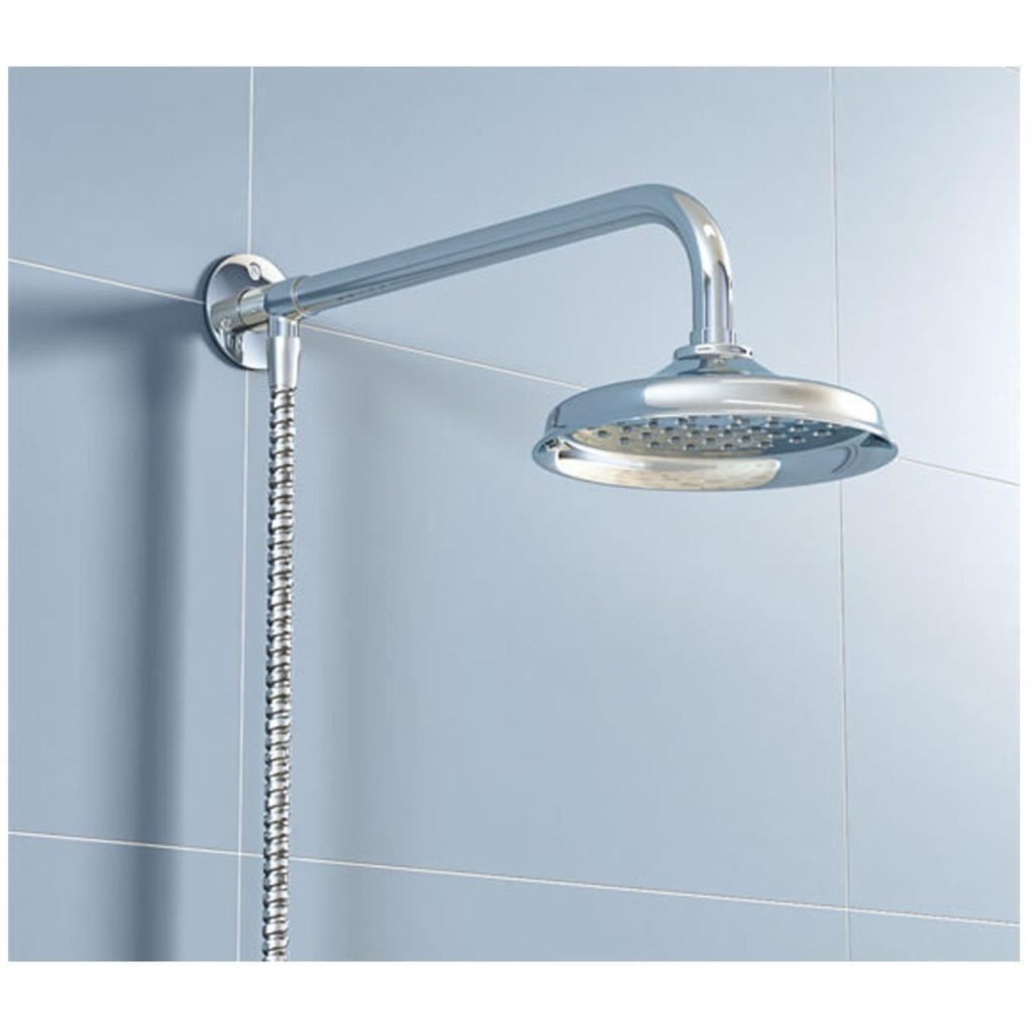 Croydex Traditional Rain Shower Head Arm & Hose 173mm Universal Connection