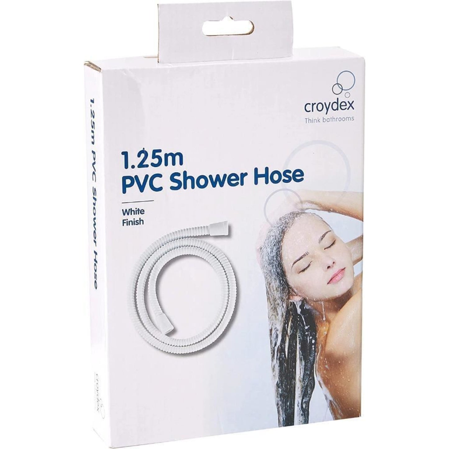 Croydex PVC 1.25m White Reinforced Shower Hose Standard 7mm Bore AM168622