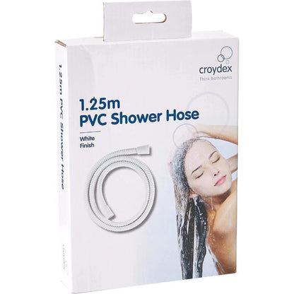 Croydex PVC 1.25m White Reinforced Shower Hose Standard 7mm Bore AM168622