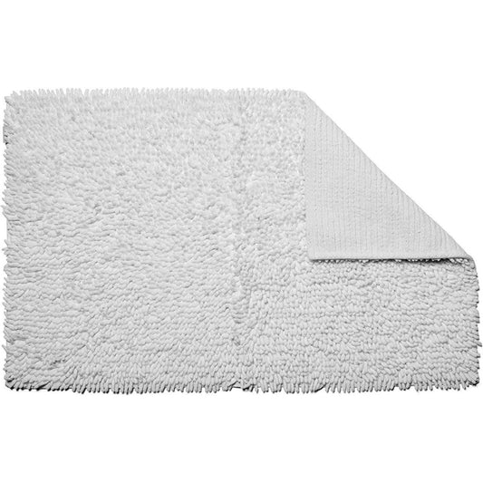 Croydex White Chenille Cushioned Bathroom Rug Slip-Resistant Backing 80x50cm