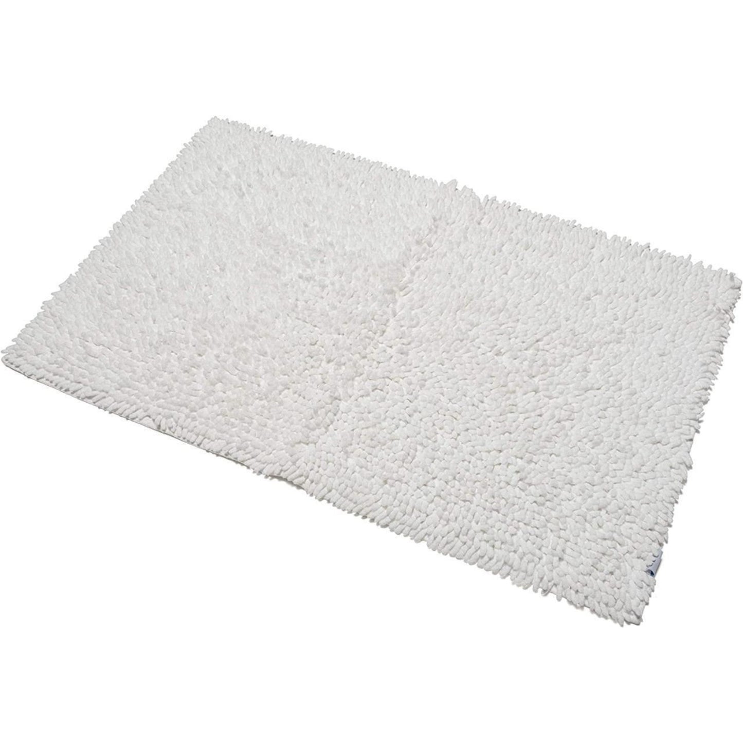 Croydex White Chenille Cushioned Bathroom Rug Slip-Resistant Backing 80x50cm