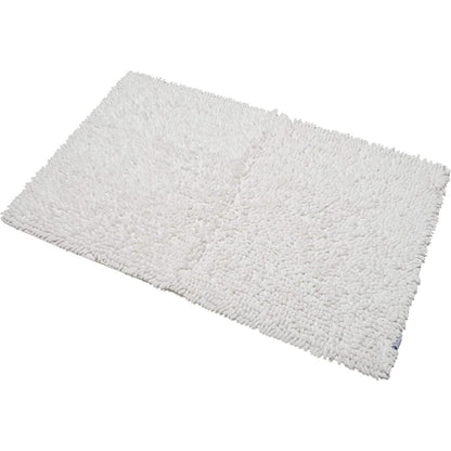 Croydex White Chenille Cushioned Bathroom Rug Slip-Resistant Backing 80x50cm