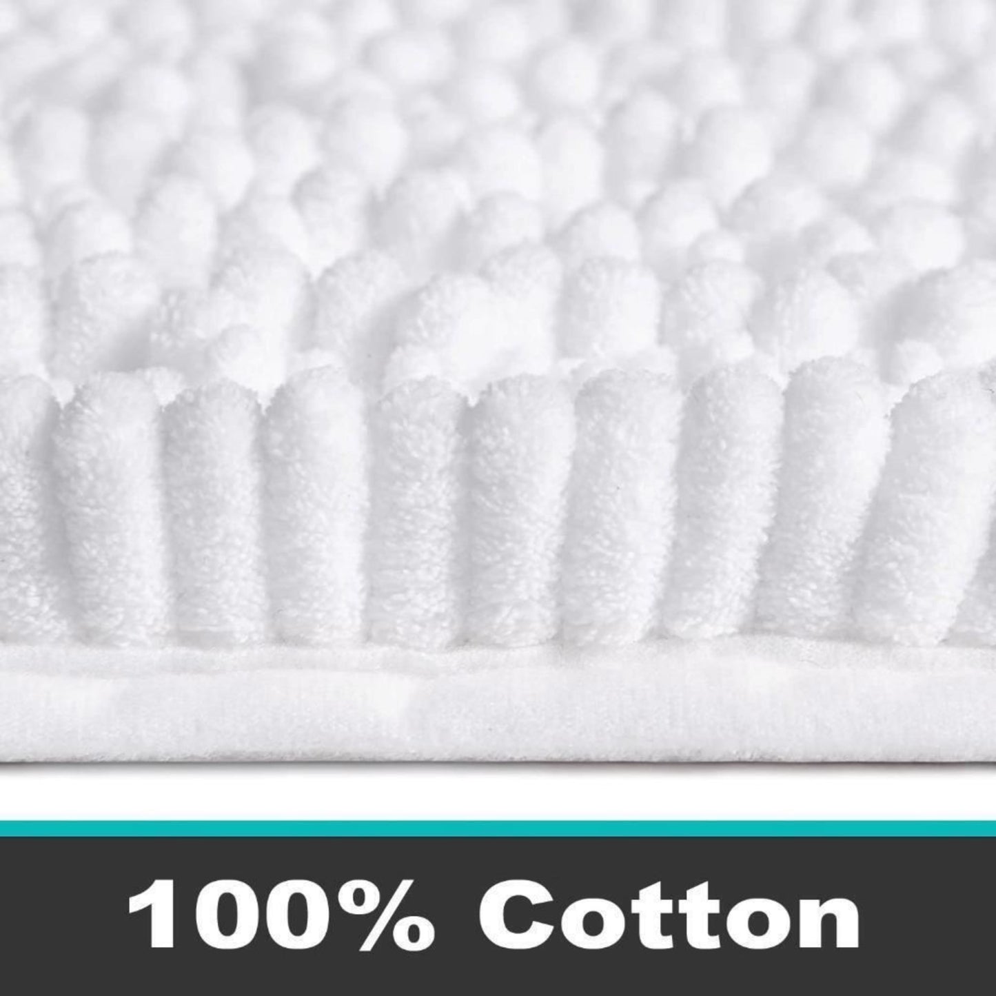 Croydex White Chenille Cushioned Bathroom Rug Slip-Resistant Backing 80x50cm