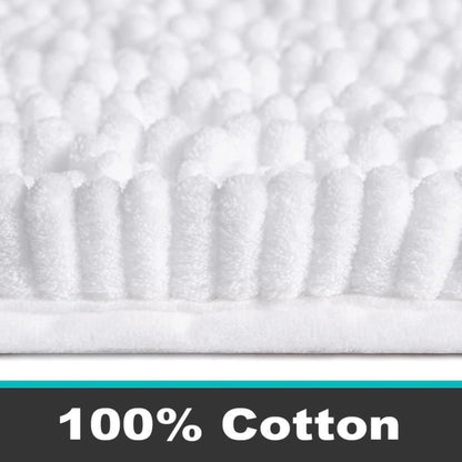 Croydex White Chenille Cushioned Bathroom Rug Slip-Resistant Backing 80x50cm
