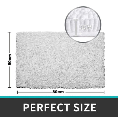 Croydex White Chenille Cushioned Bathroom Rug Slip-Resistant Backing 80x50cm