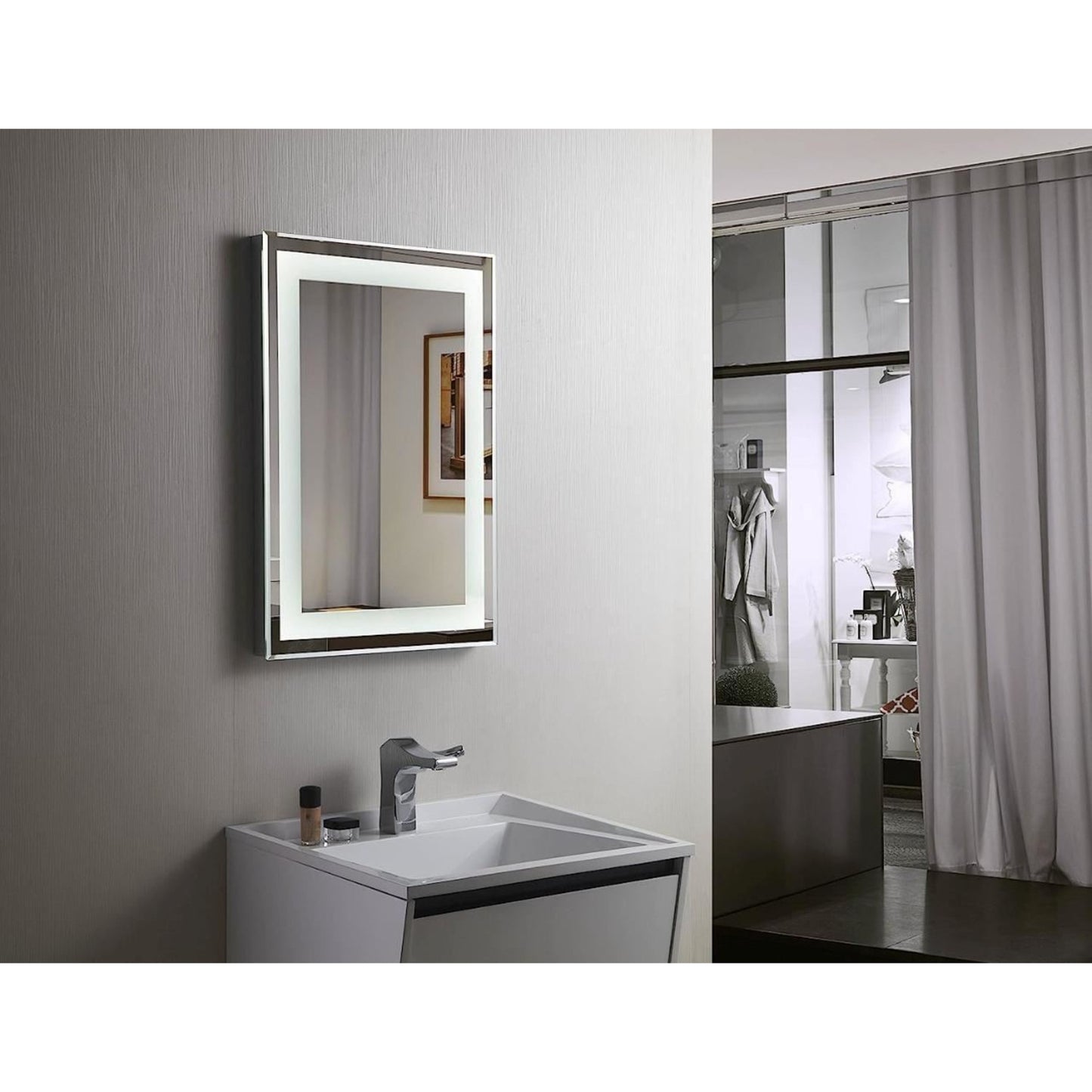 Croydex Rookley LED Illuminated Mirror Hang 'N' Lock Silver 700 x 500 x 30 mm