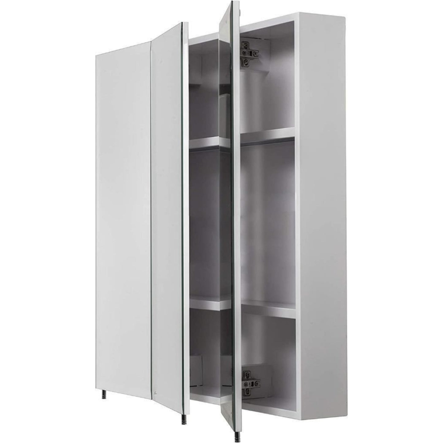 Croydex Heacham Triple Door Tri-View Mirrored White Steel Cabinet 762x762x127mm