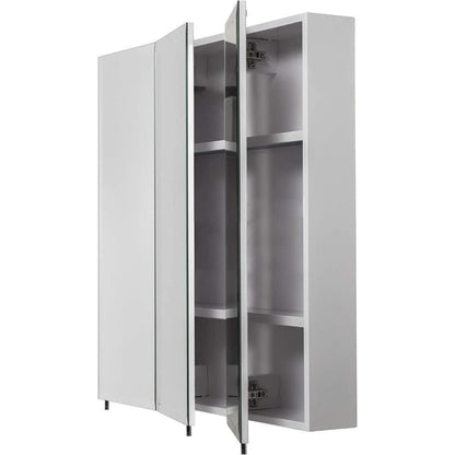 Croydex Heacham Triple Door Tri-View Mirrored White Steel Cabinet 762x762x127mm