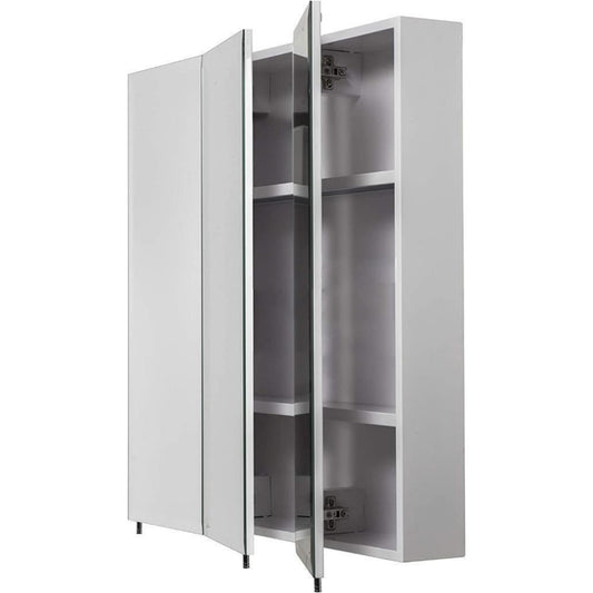 Croydex Heacham Triple Door Tri-View Mirrored White Steel Cabinet 762x762x127mm