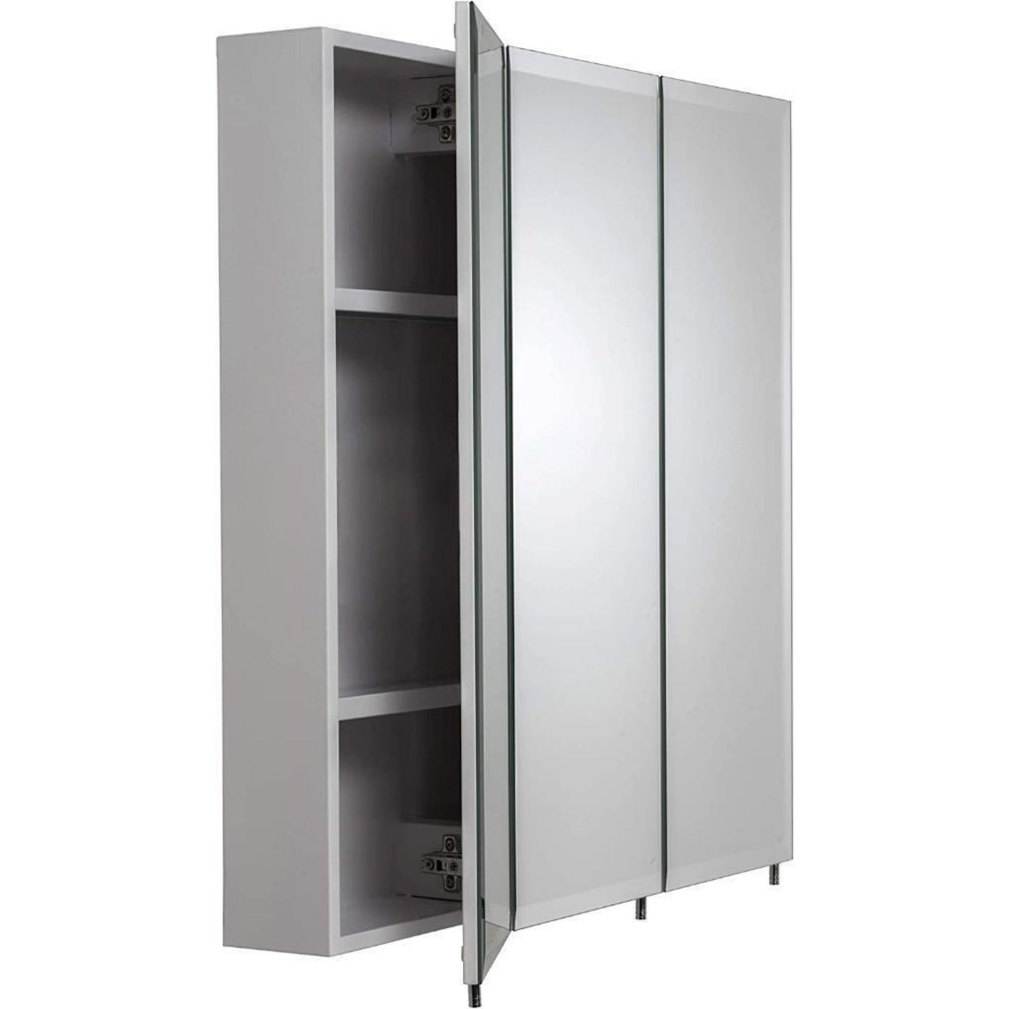Croydex Heacham Triple Door Tri-View Mirrored White Steel Cabinet 762x762x127mm