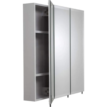 Croydex Heacham Triple Door Tri-View Mirrored White Steel Cabinet 762x762x127mm