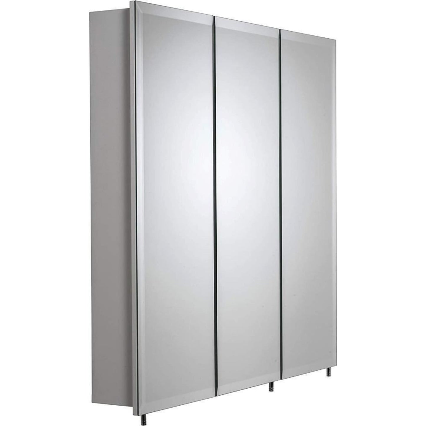 Croydex Heacham Triple Door Tri-View Mirrored White Steel Cabinet 762x762x127mm