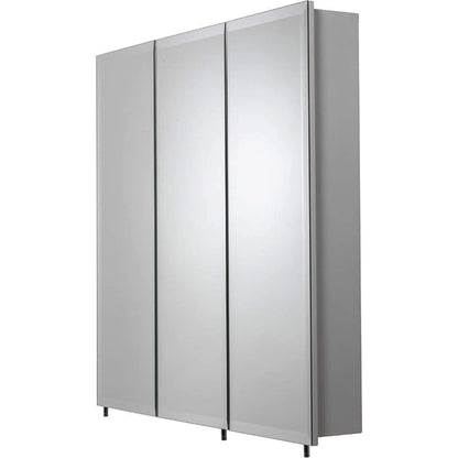 Croydex Heacham Triple Door Tri-View Mirrored White Steel Cabinet 762x762x127mm