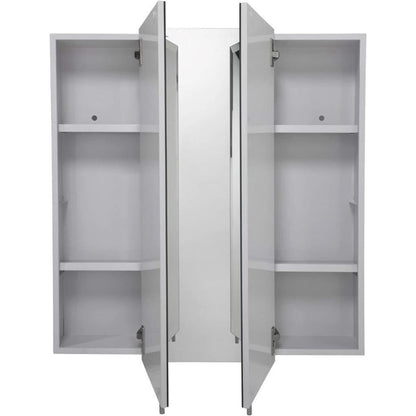 Croydex Heacham Triple Door Tri-View Mirrored White Steel Cabinet 762x762x127mm