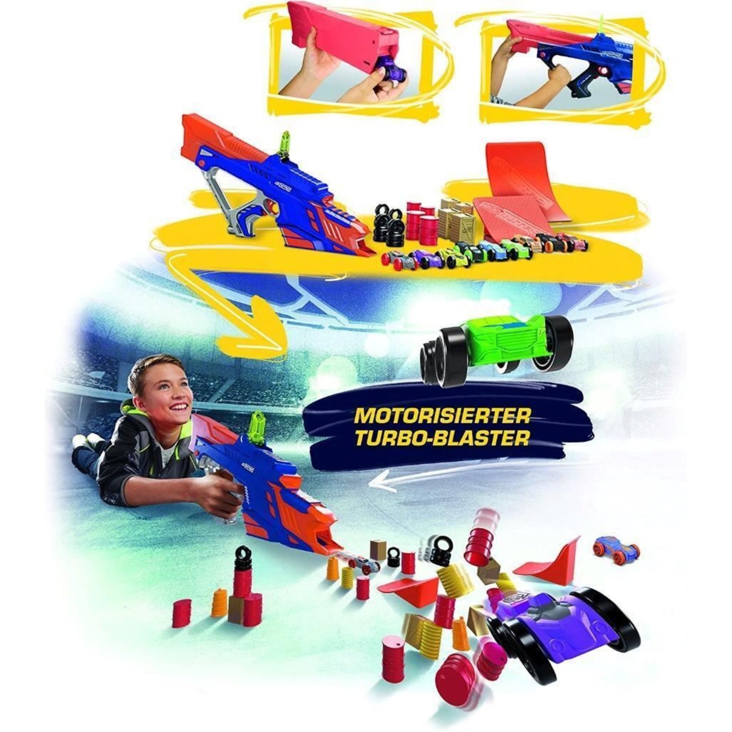 Nerf Nitro MotoFury Rapid Rally Includes 9 Cars + Ramps and Obstacles