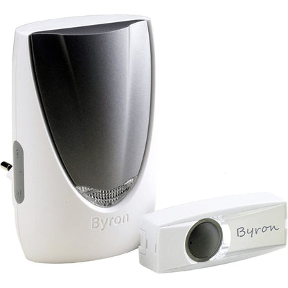 Byron Wireless Doorbell LED Light Plug-in EU 2 Pin Mains - 125m Range BY216FE