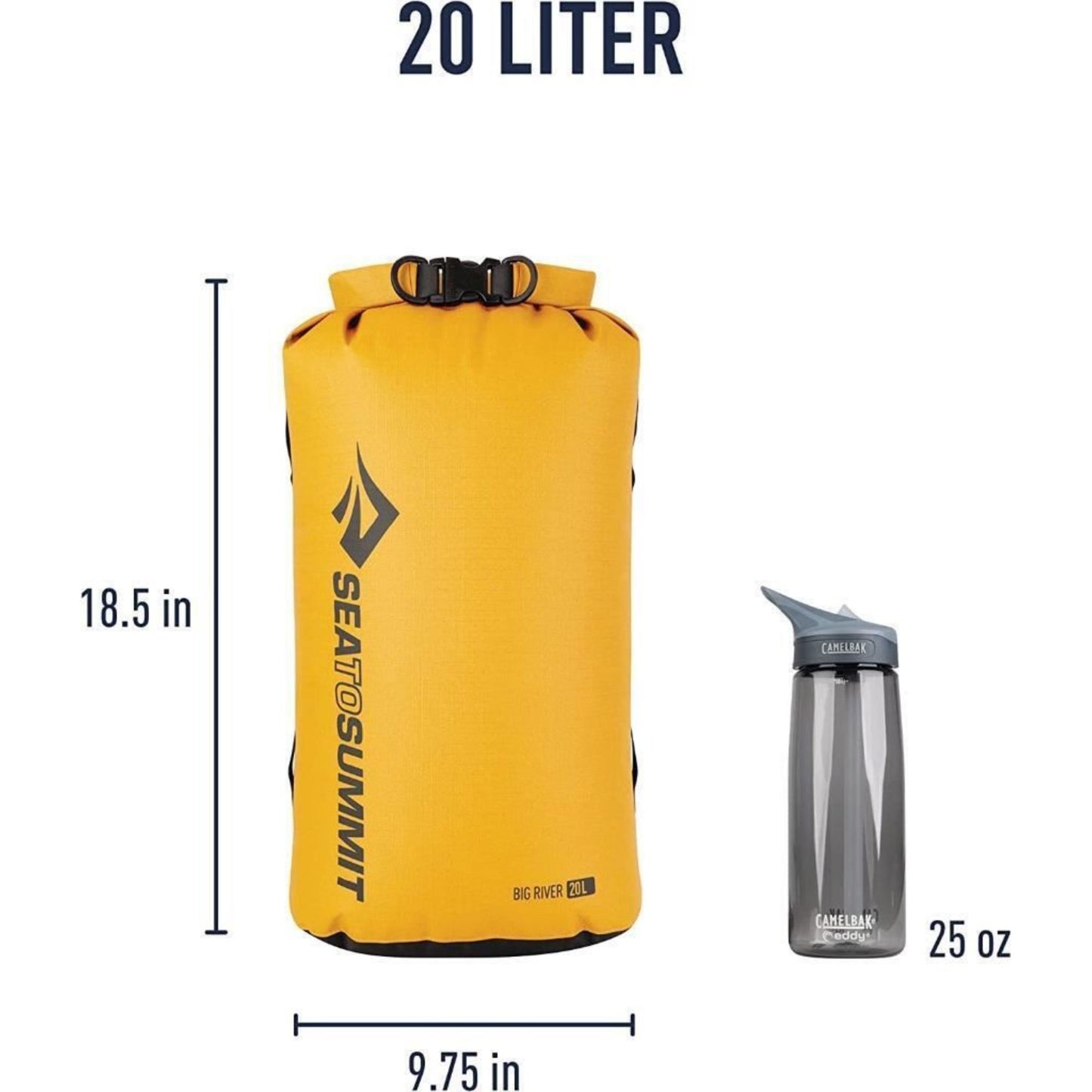 Sea to Summit 20 Lt Big River Dry Bag Durable Roll Top Dry Storage 420D Yellow