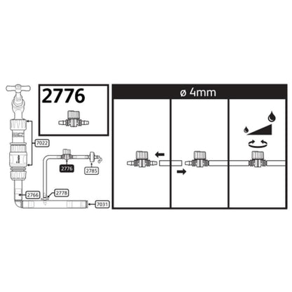 Hozelock Pack of 2 Flow Control Valves 4mm for Garden Irrigation Watering - 2776