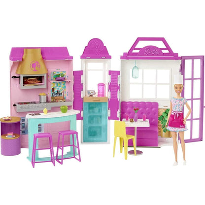 Barbie Cook n Grill Restaurant Playset and Barbie Doll 30 Pieces & 6 Play Areas