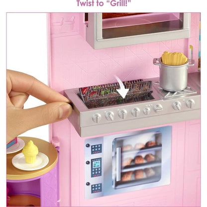 Barbie Cook n Grill Restaurant Playset and Barbie Doll 30 Pieces & 6 Play Areas