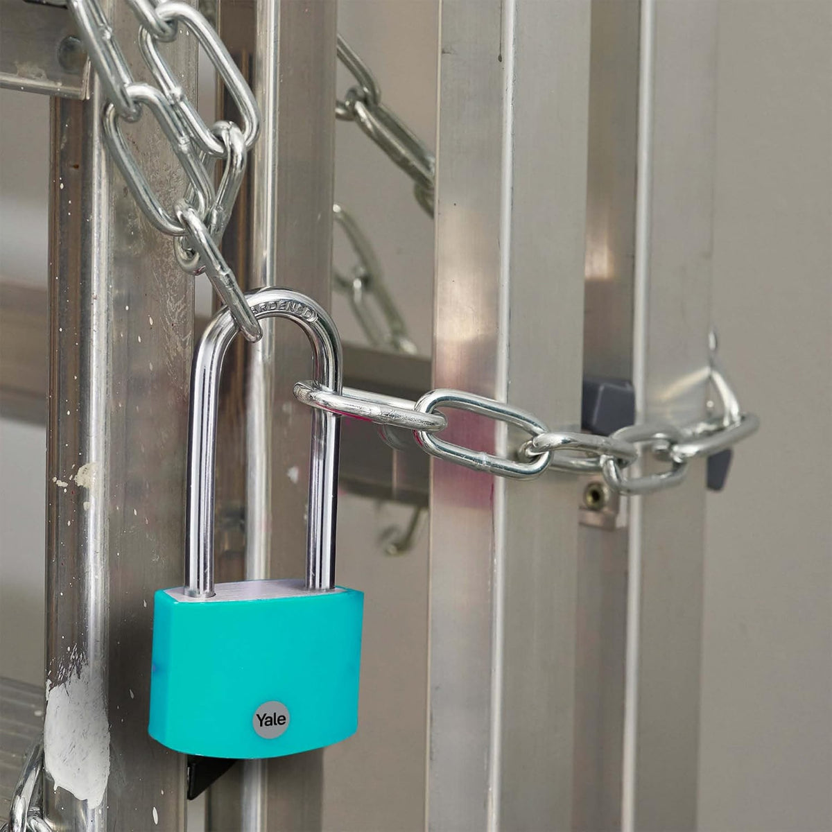 Yale Standard Security 38mm Aluminium Padlock with Long Shackle Teal 3 Keys