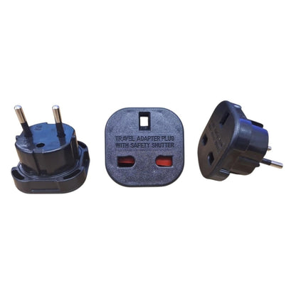 PowerConnect Euro Transformer UK Converter 3 Pin to European 2 Pin Plug with Safety Shutter