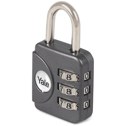 Yale 3 Digit Combination Standard Security Luggage Combination Padlock Grey