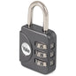 Yale 3 Digit Combination Standard Security Luggage Combination Padlock Grey