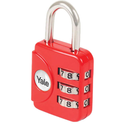 Yale 3 Digit Combination Standard Security Luggage Combination Padlock Red