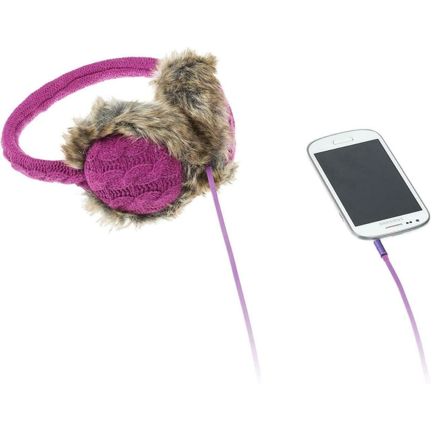 KitSound Audio On-Ear Earmuffs with Built In Headphones Cable Knit