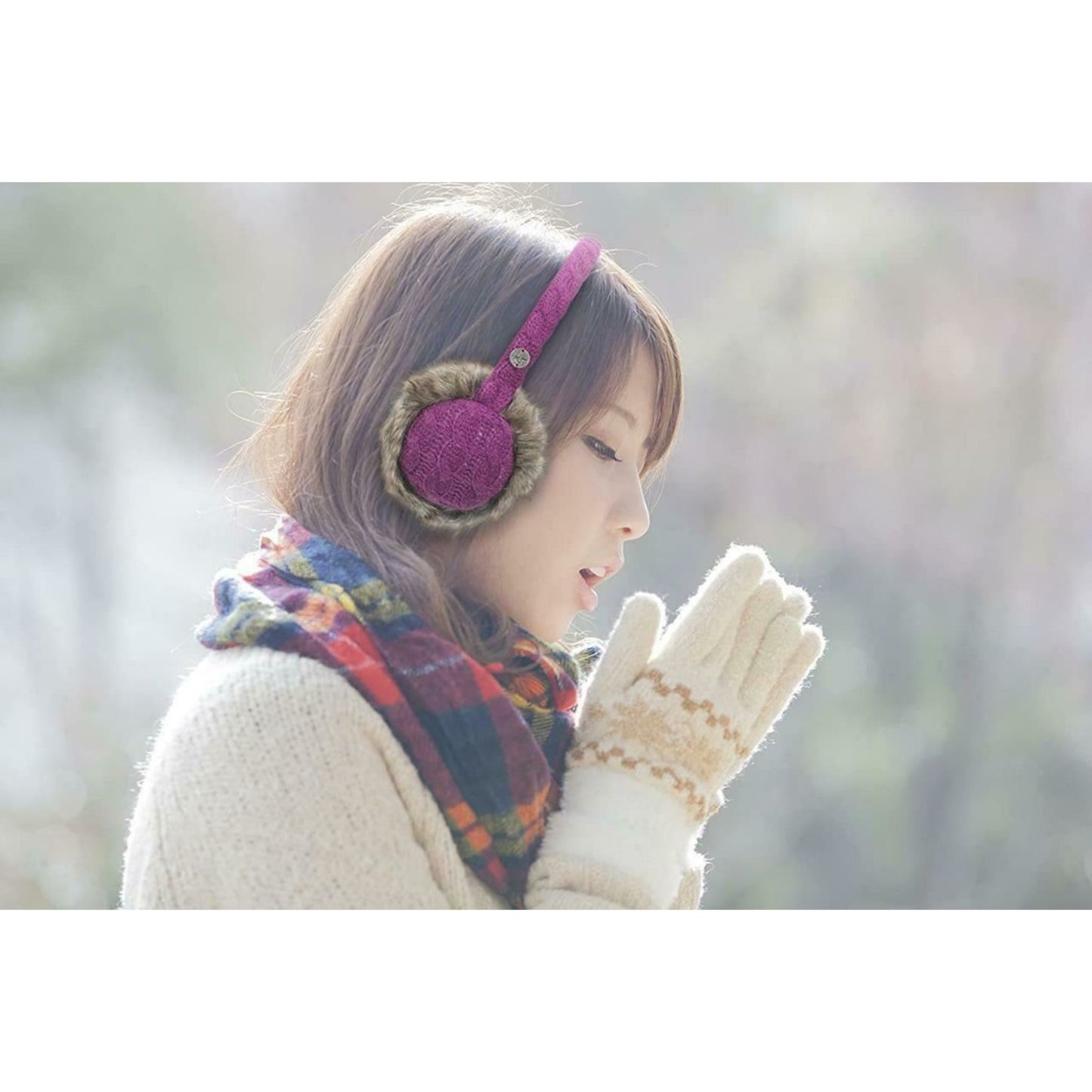 KitSound Audio On-Ear Earmuffs with Built In Headphones Cable Knit