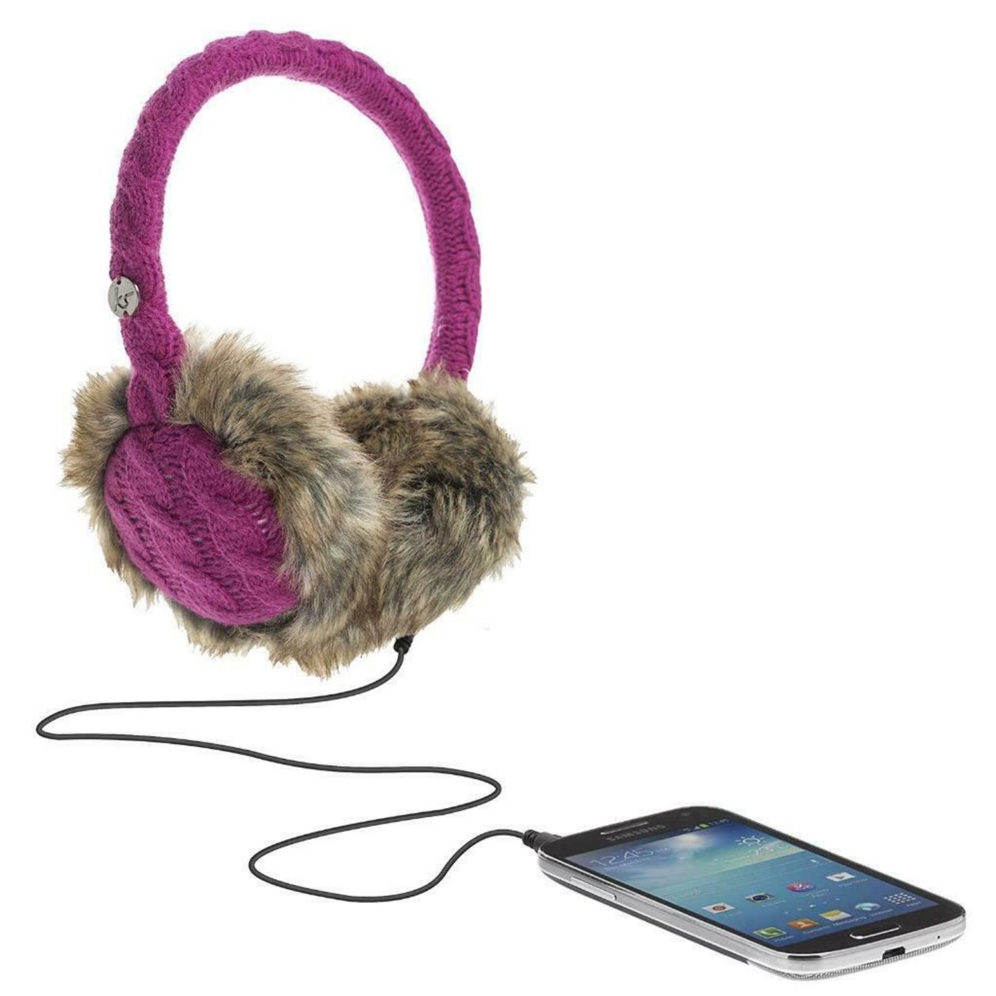 KitSound Audio On-Ear Earmuffs with Built In Headphones Cable Knit