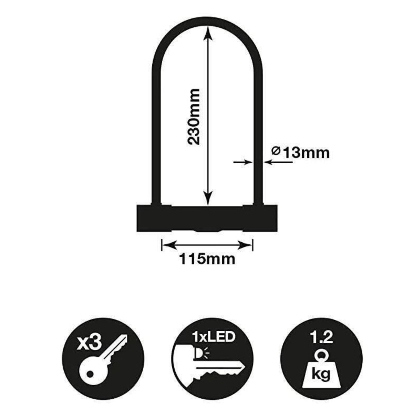 Yale Bike D Lock High Security 230 x 115mm with 4 Laser Cut Keys Anti Pick Drill