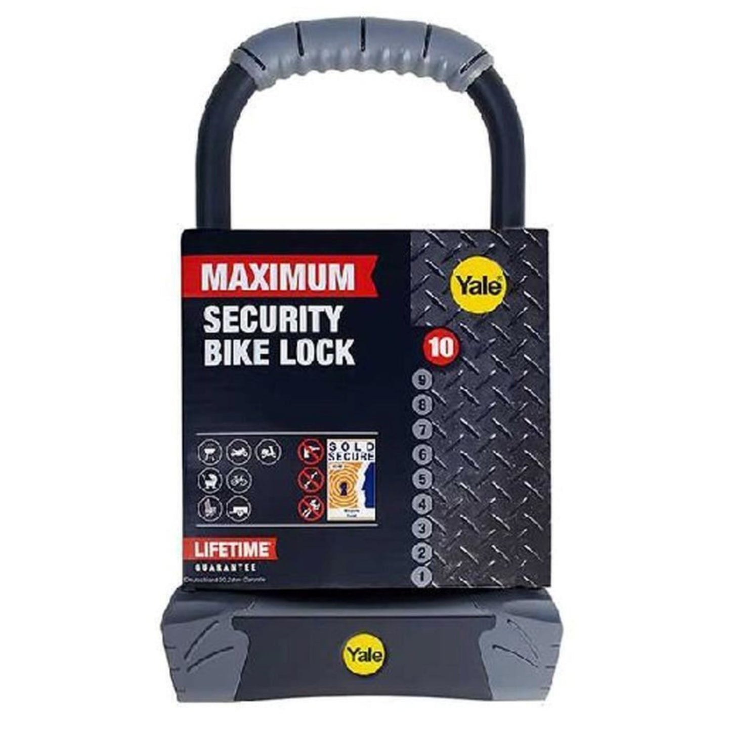 Yale Bike D Lock 230x115mm Max Security 4 Laser Cut Keys Anti Drill