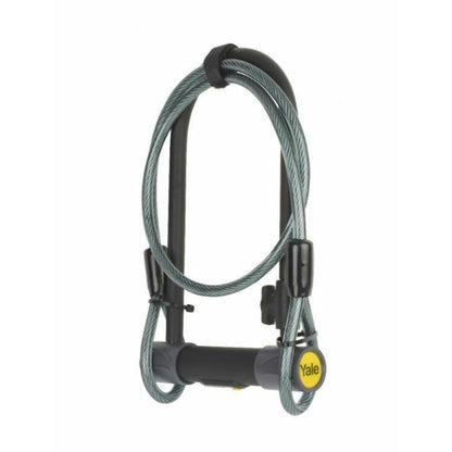 Yale Bike D Lock with Cable 230x115mm High Security 4 Laser Cut Keys Anti Drill