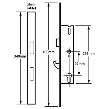 Yale YDM-ONPVC-H45SF Doormaster PVC Door Hook 45mm YS170 Split Follower Lock