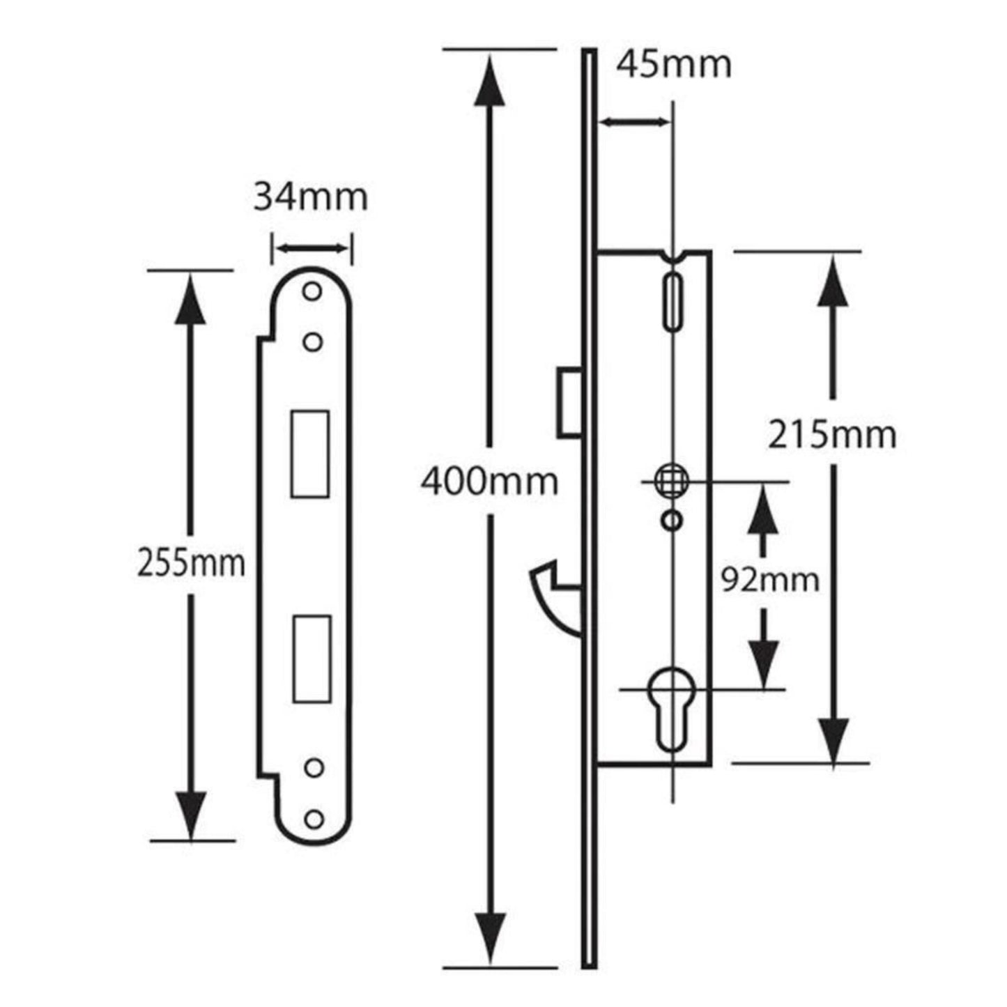 Yale YDM-ONTMB-H45SF Doormaster Timber Door Hook 45mm YS170 Split Follower Lock