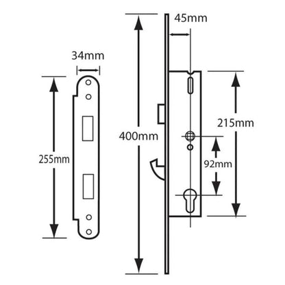 Yale YDM-ONTMB-H45SF Doormaster Timber Door Hook 45mm YS170 Split Follower Lock