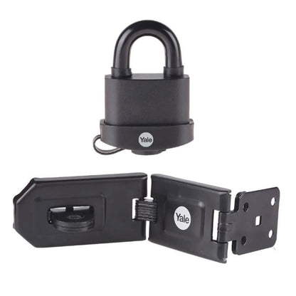 Yale Weatherproof Padlock and Hasp Outdoor Hardened Steel 3 Keys High Security