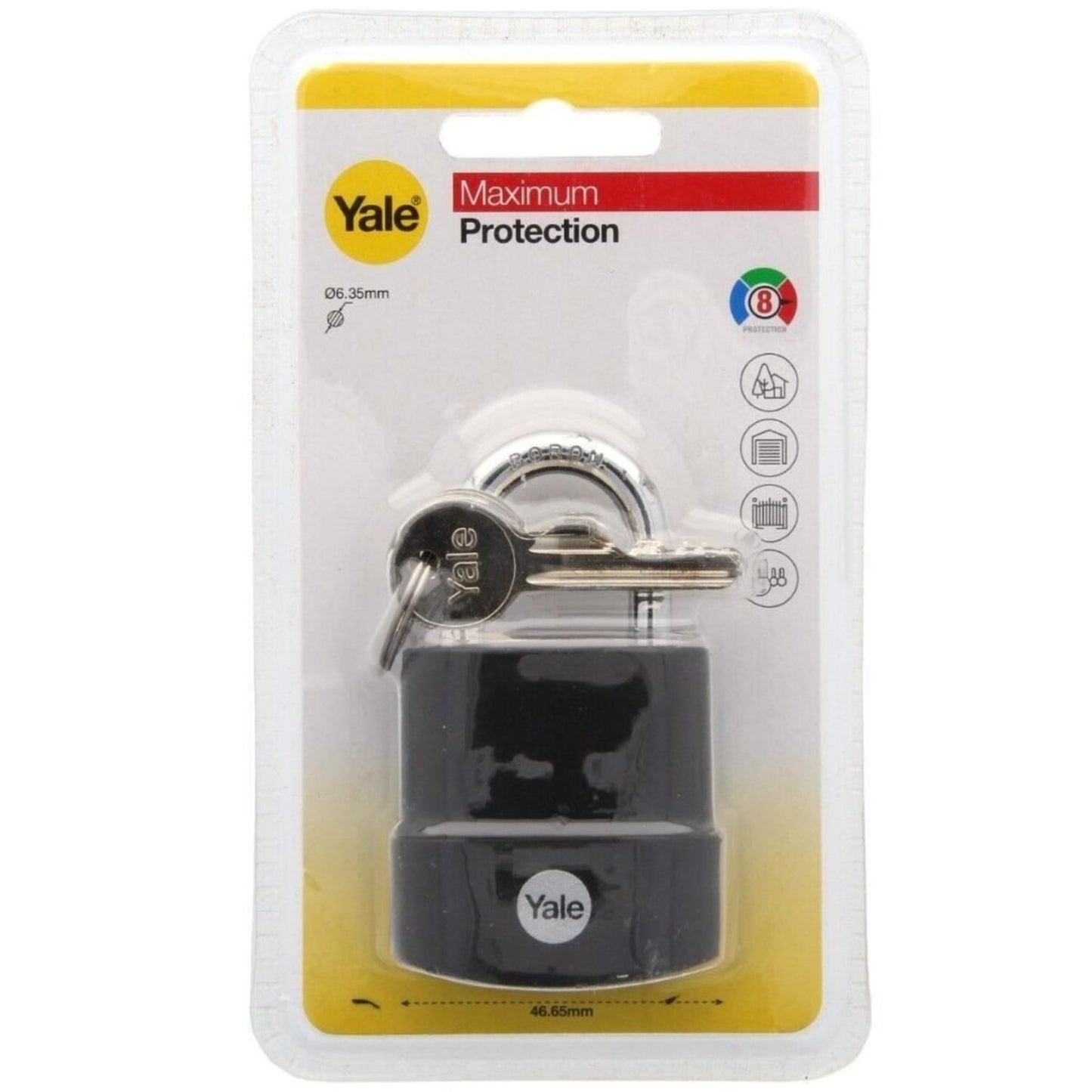 Yale Weatherproof Padlock Outdoor Hardened Steel 3 Keys Maximum Security