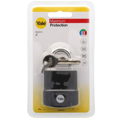 Yale Weatherproof Padlock Outdoor Hardened Steel 3 Keys Maximum Security