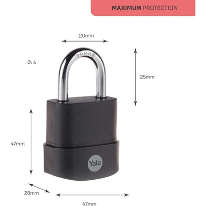 Yale Weatherproof Padlock Outdoor Hardened Steel 3 Keys Maximum Security