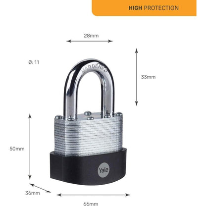 Yale Weatherproof Padlock 60mm Outdoor Lock Hardened Steel Shackle High Security