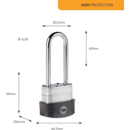 Yale Weatherproof Padlock 40mm Outdoor Lock Hardened Steel Shackle High Security